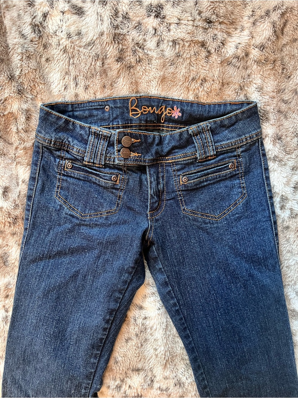 Y2K Bongo Super Low Rise Bootcut Dark Blue Women's Jeans